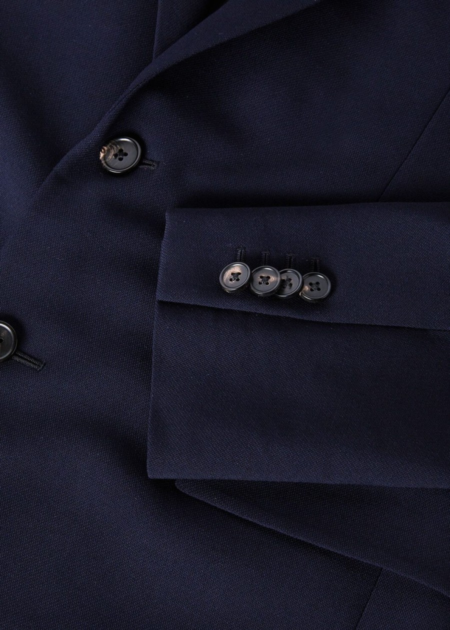 internationaal pak van zuivere scheerwol marineblauw