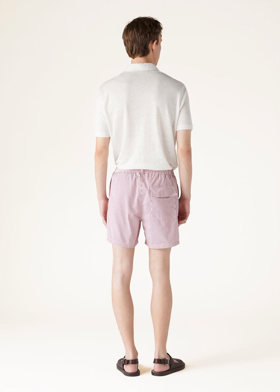 Bay Microfiber zwemshorts met aardbeienstrepen