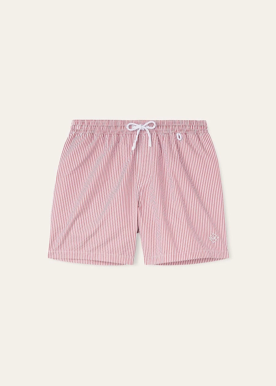 Bay Microfiber zwemshorts met aardbeienstrepen