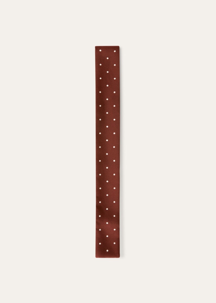 stropdasband pois silk diep bordeauxwit