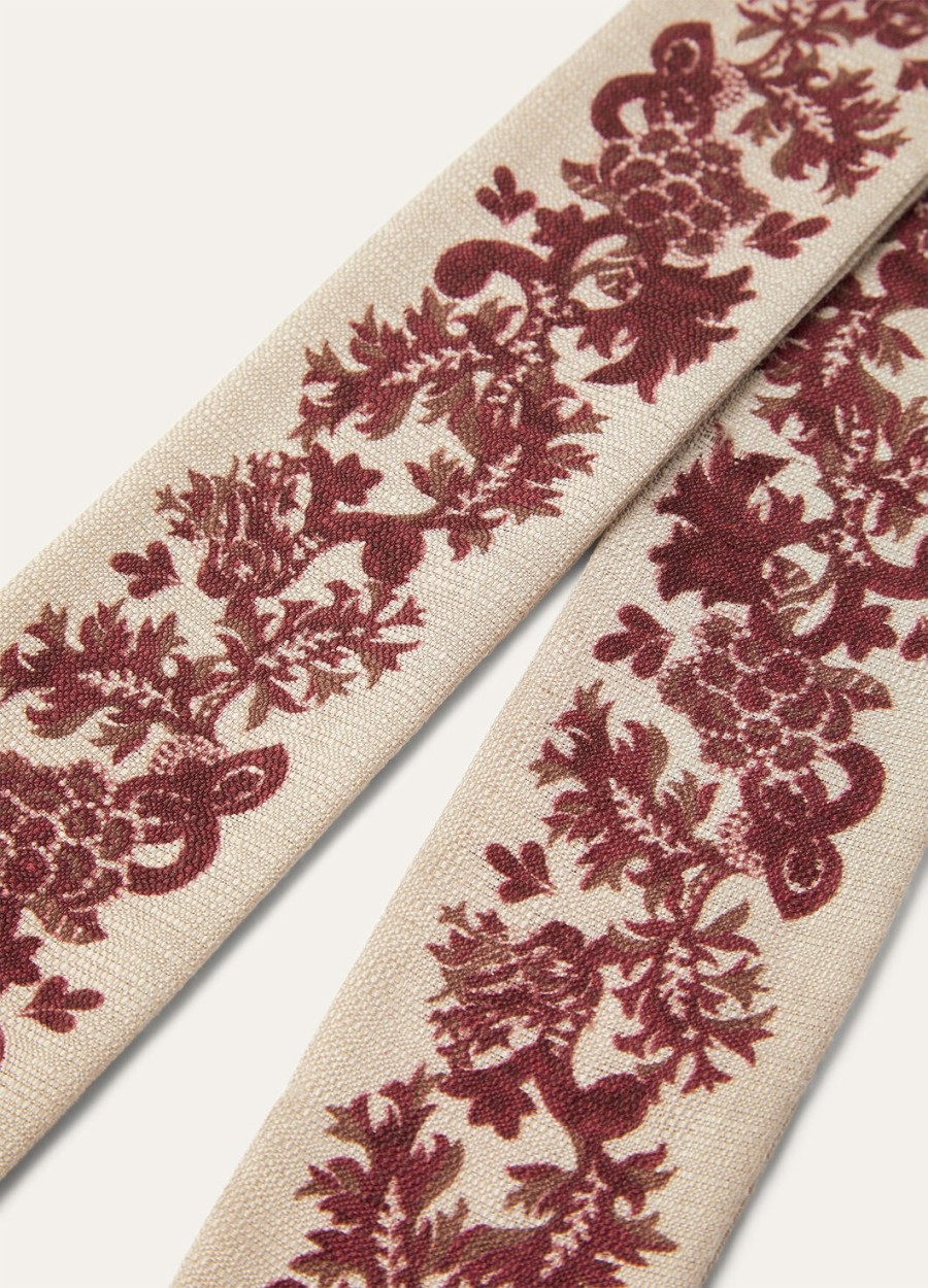 cardo zijden dasband in perkamentbordeauxroodhazelnootkleur
