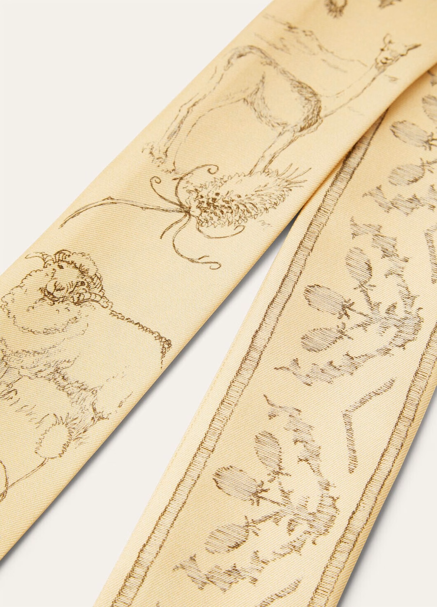 Loro Piana The Origins of Excellence zijden dasband in champagne/grafiet.