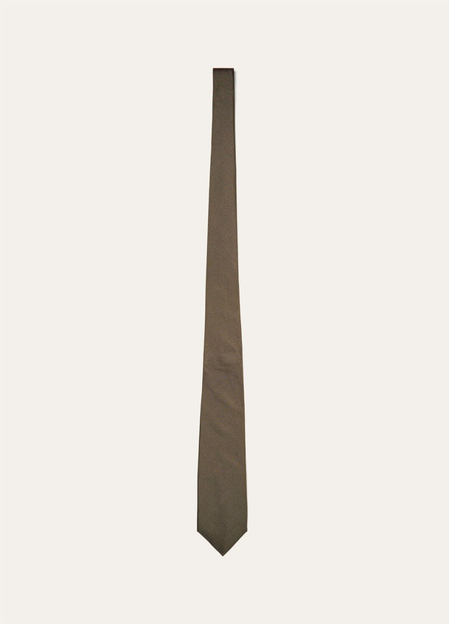 yale licht fossil bruine zijden stropdas