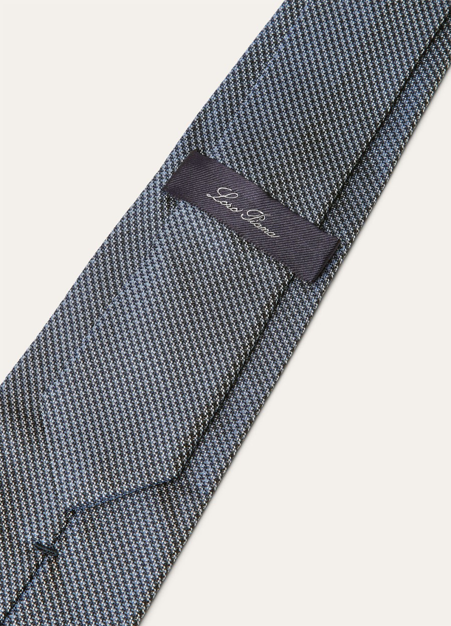 yale zijden stropdas in zilverwitallure blauwmarineblauw
