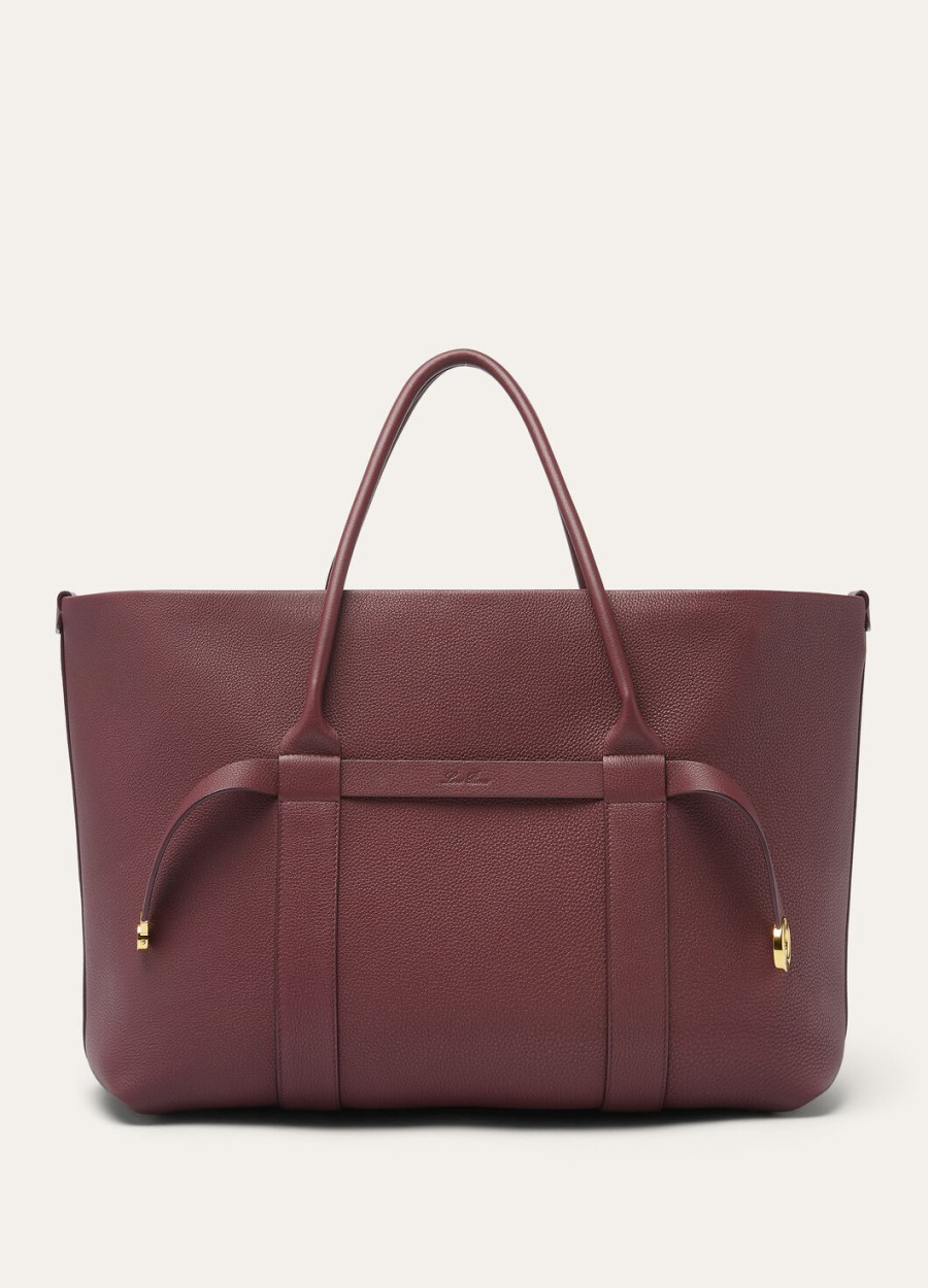 grote shopper van kalfsleer in de kleuren azuki beanssun gold.