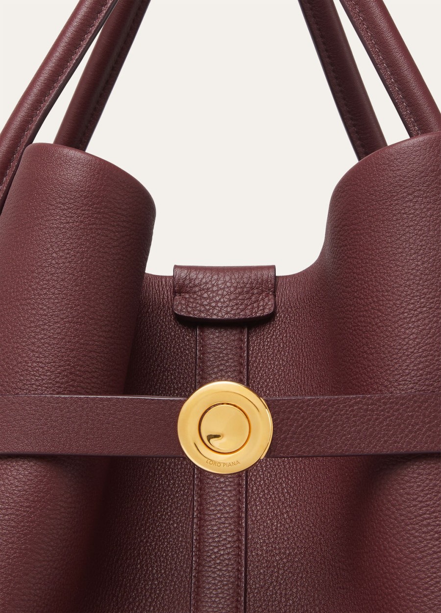 grote shopper van kalfsleer in de kleuren azuki beanssun gold.