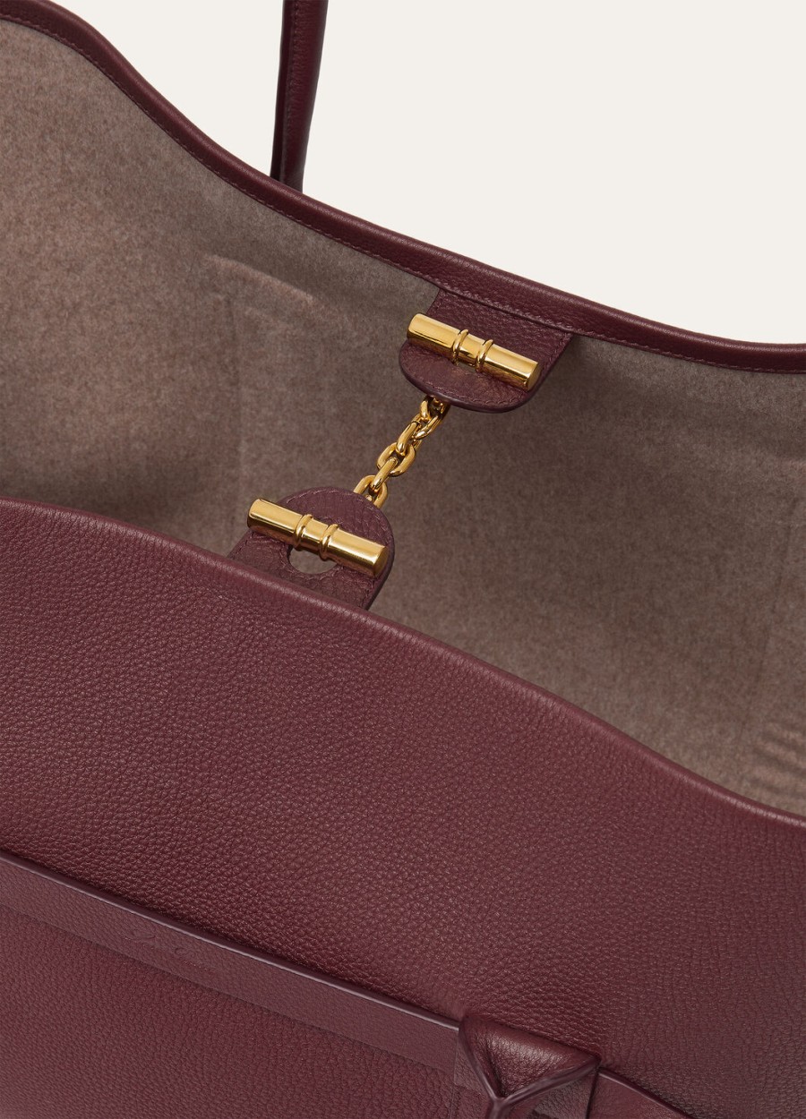 grote shopper van kalfsleer in de kleuren azuki beanssun gold.