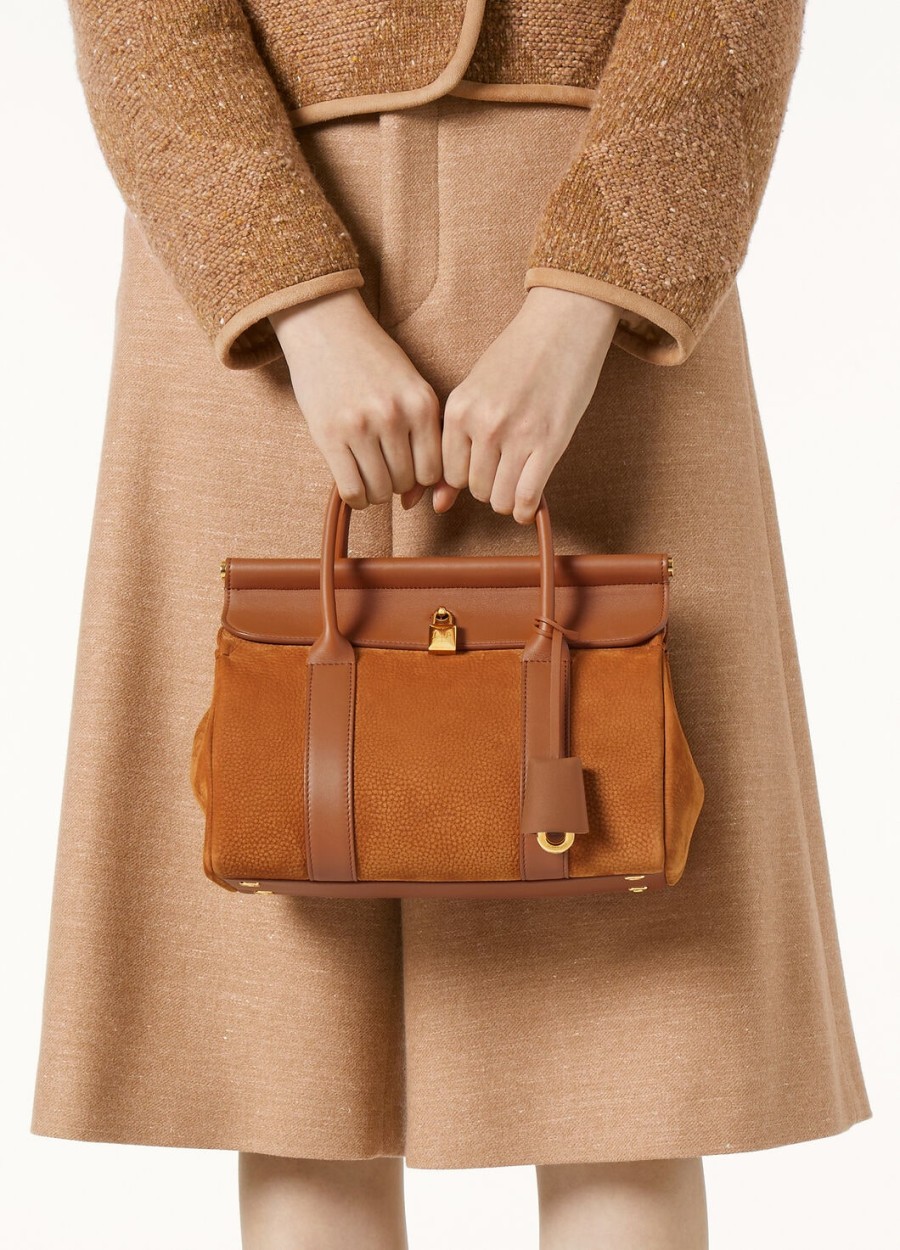 loom l25 tas kalfsleer bon ton bruinzon goud