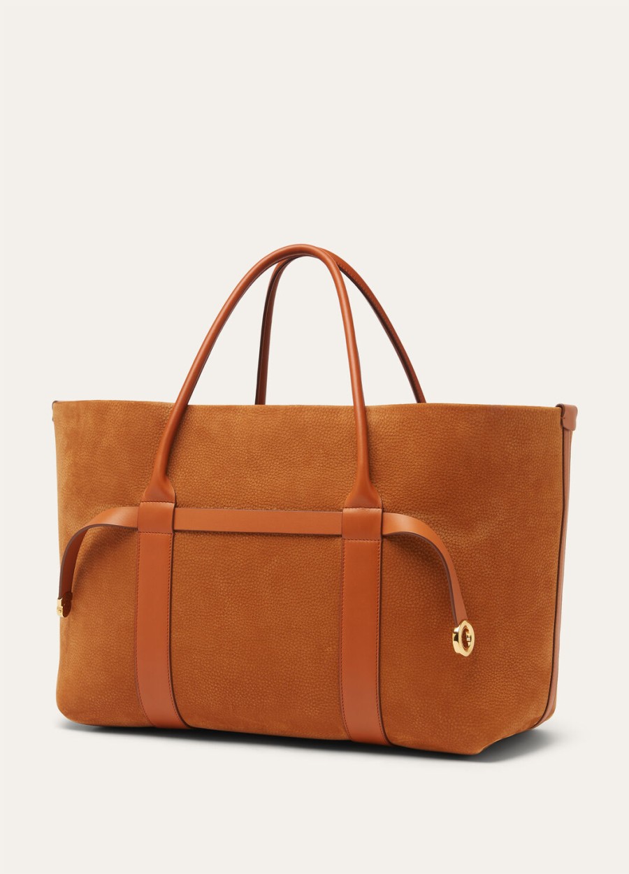 grote shopper van kalfsleer in de kleuren bon ton brownsun gold.