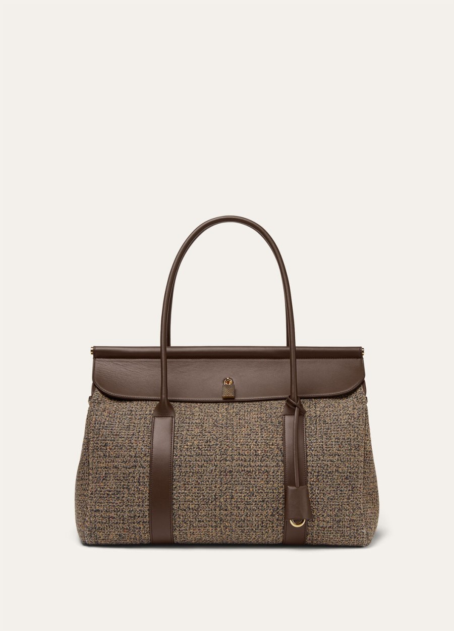 loom bag l37 zijde wol kasjmier warm bruindonker chocoladezoethoutzonne goud