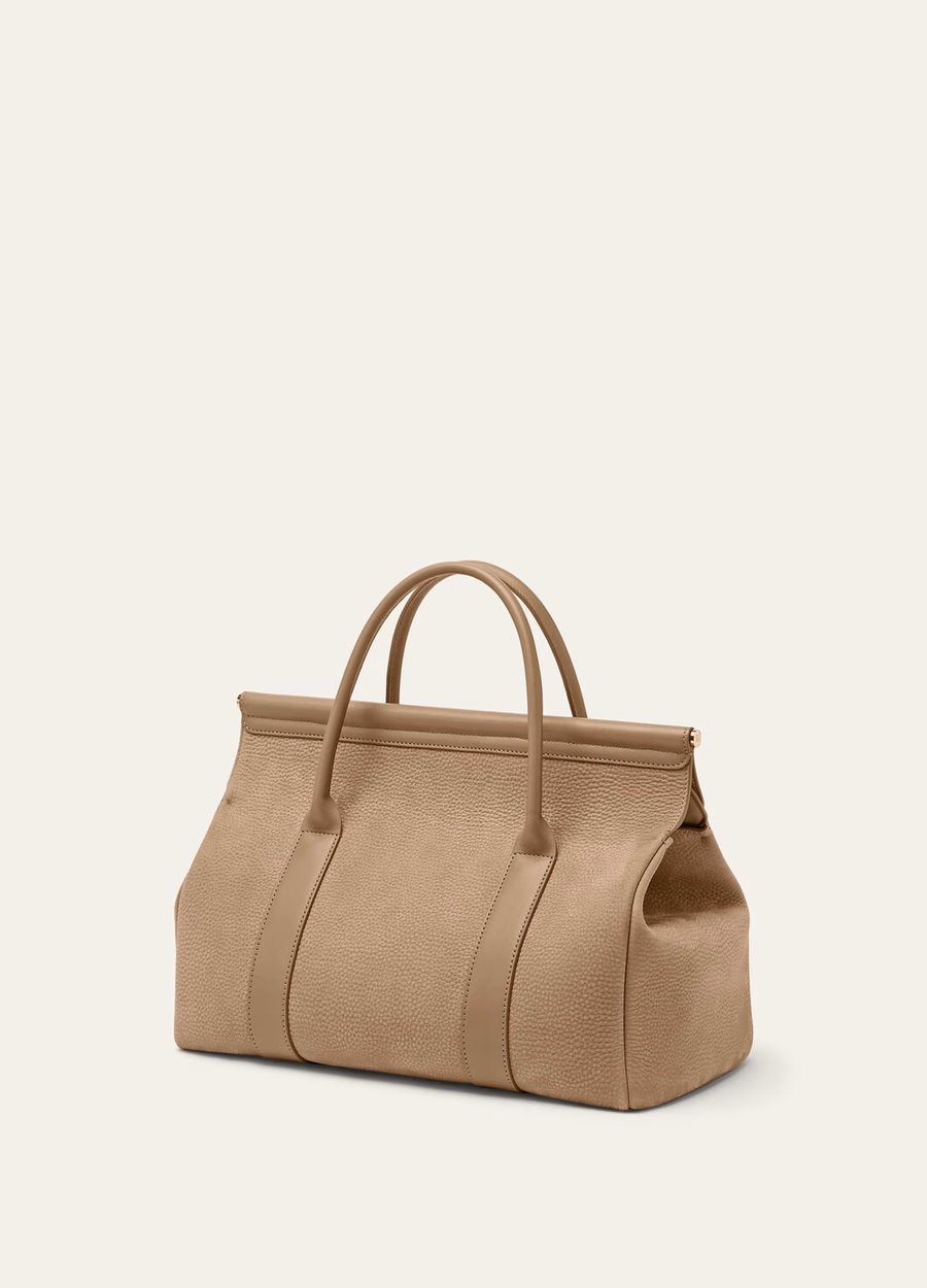 Loom L32 tas, gemaakt van fume taupe/zonnegoudkleurig kalfsleer