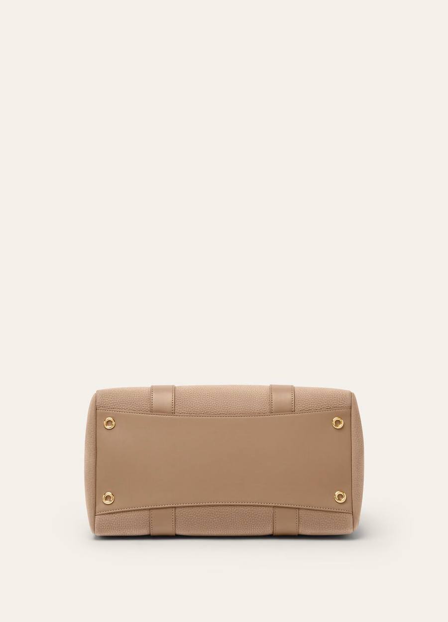 Loom L32 tas, gemaakt van fume taupe/zonnegoudkleurig kalfsleer