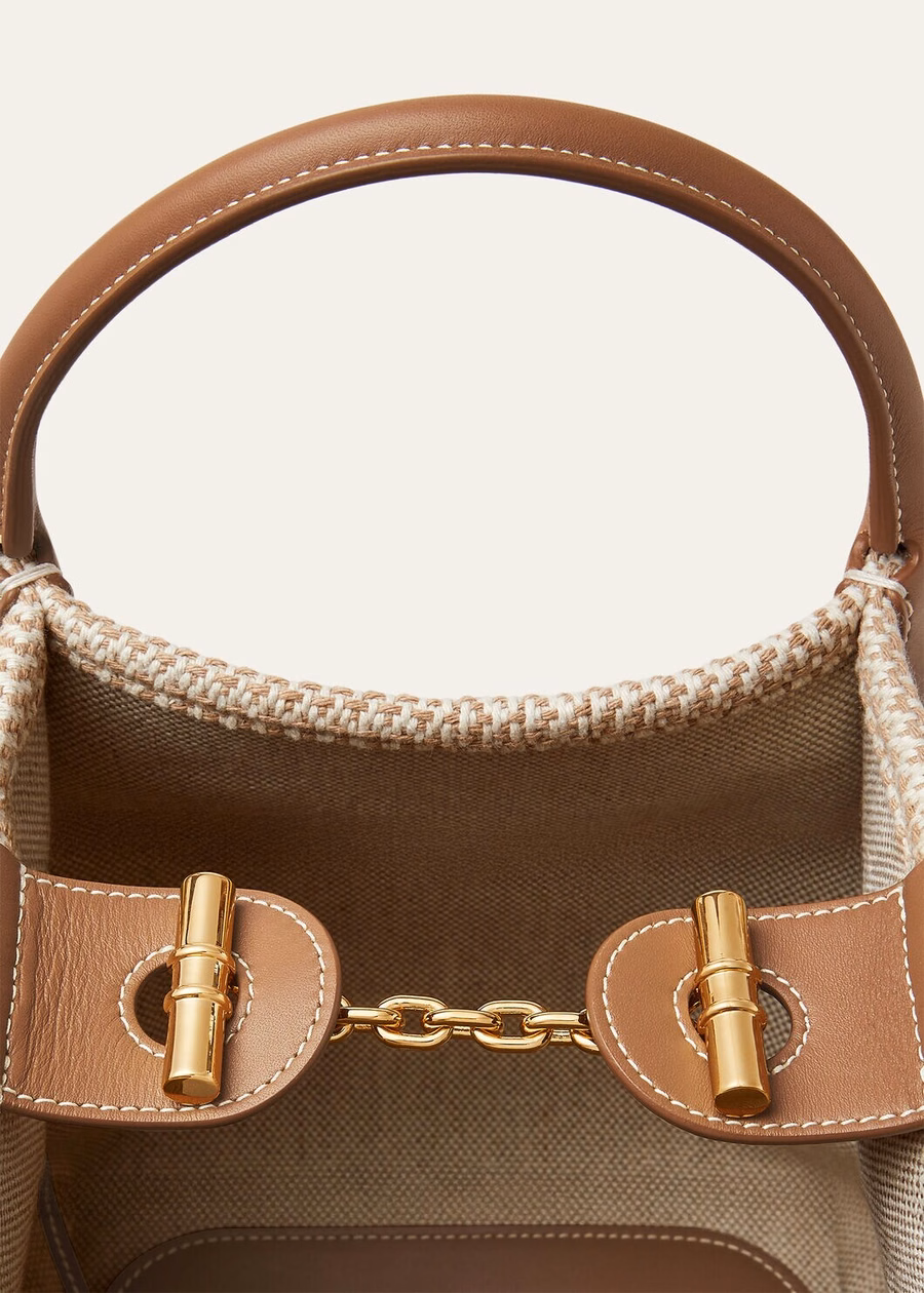 Kleine katoenen tas in de kleur Ecru Biscuit Mole/Sun Gold