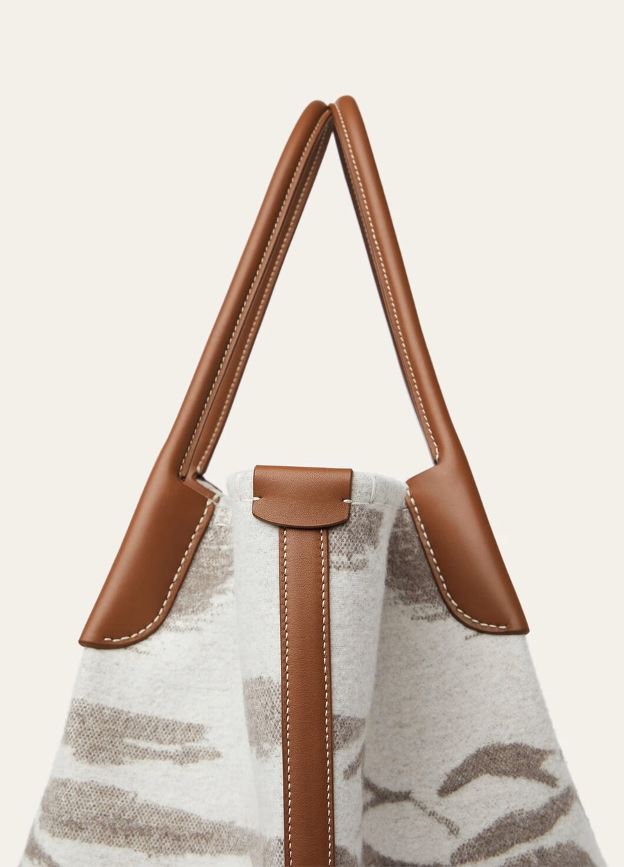 Extra grote Bale Hobo tas van kasjmier scheerwol in de kleuren Misty Grey/Winter Pebble/Turquoise/Sun Gold
