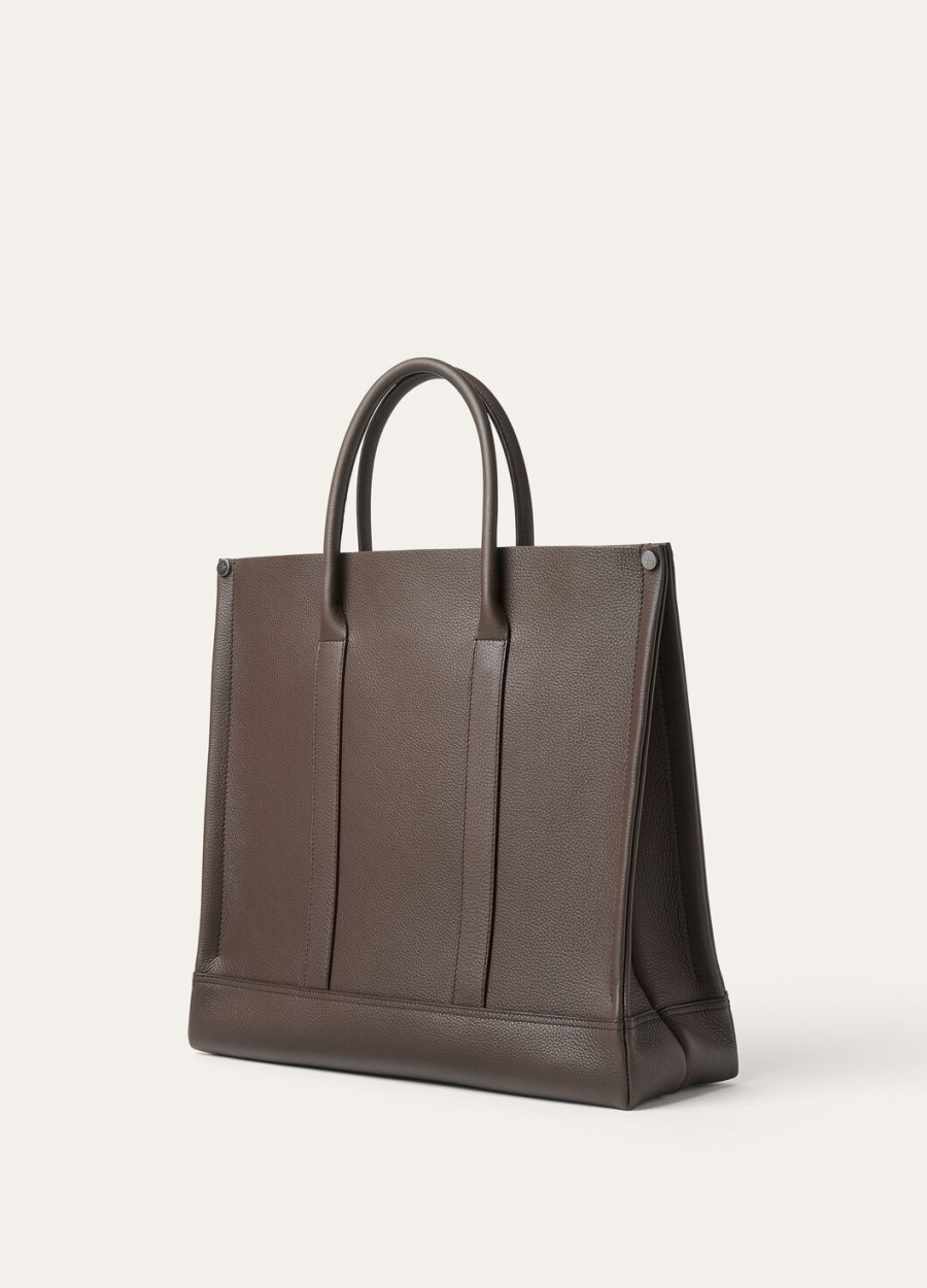 kleine beam-tas van kalfsleer donker chocoladebruinzoethoutonyx