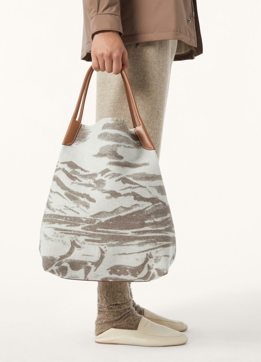 extra grote bale hobo tas van kasjmier scheerwol in de kleuren misty greywinter pebbleturquoisesun gold