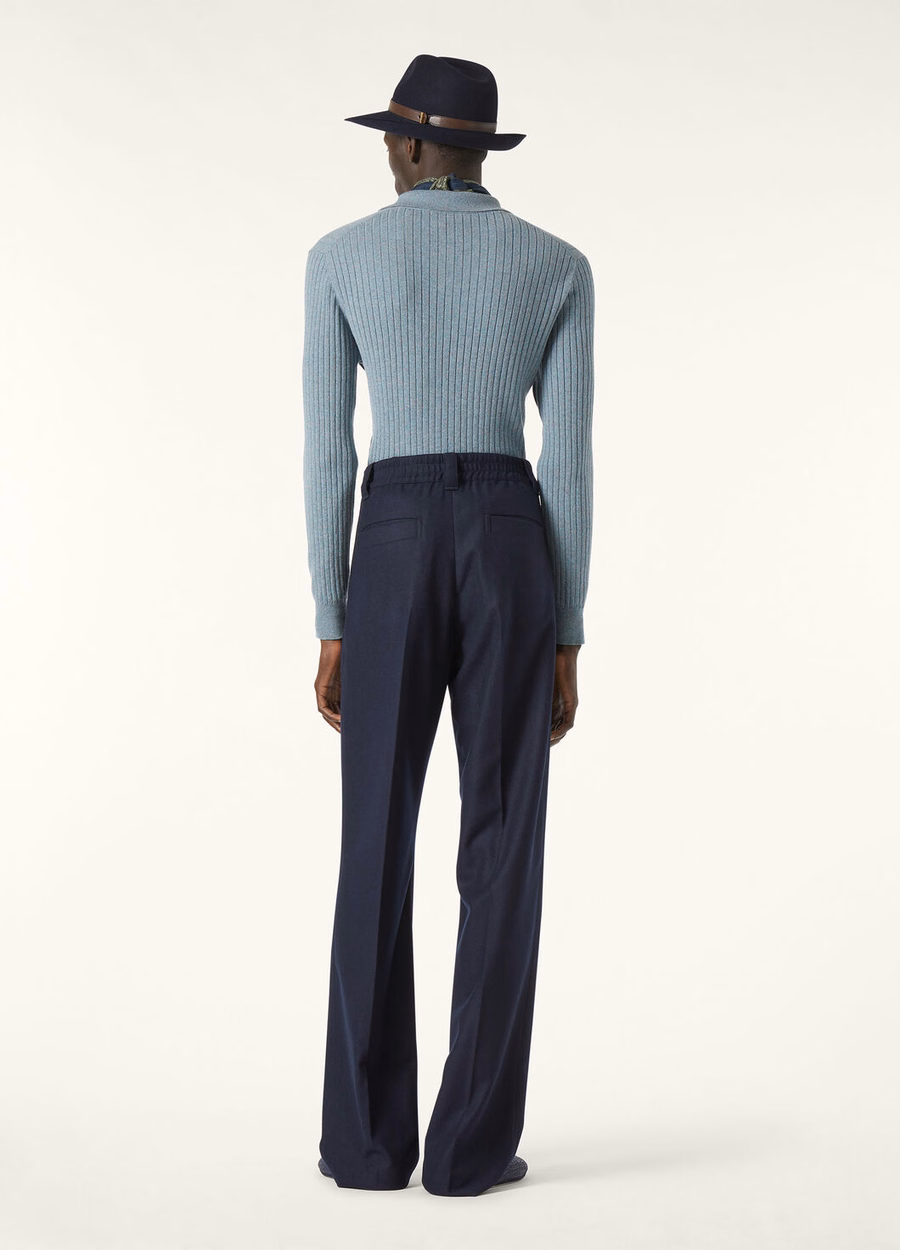 Reinga Broek Kasjmier Scheerwol Chinees Blauw