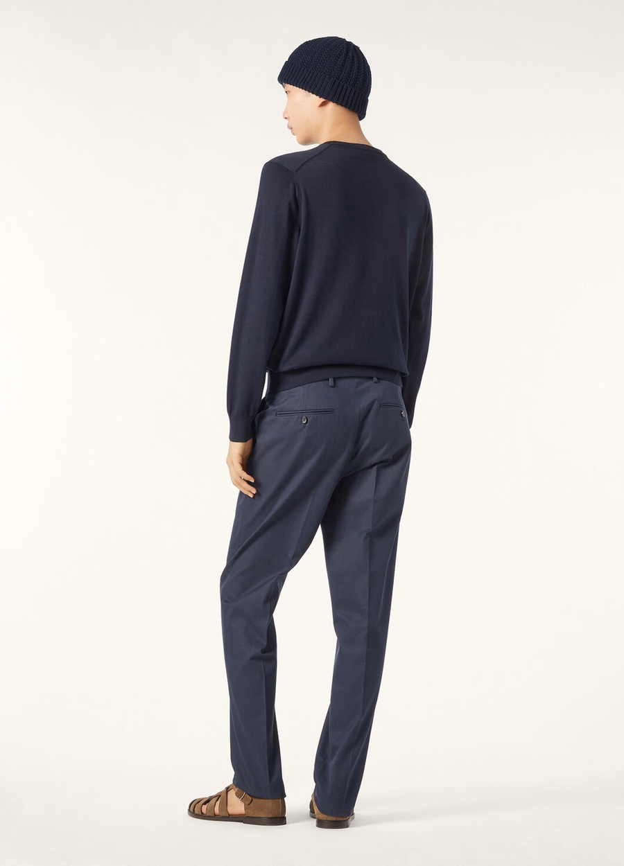Jarno katoenen broek marineblauw oceaan golven