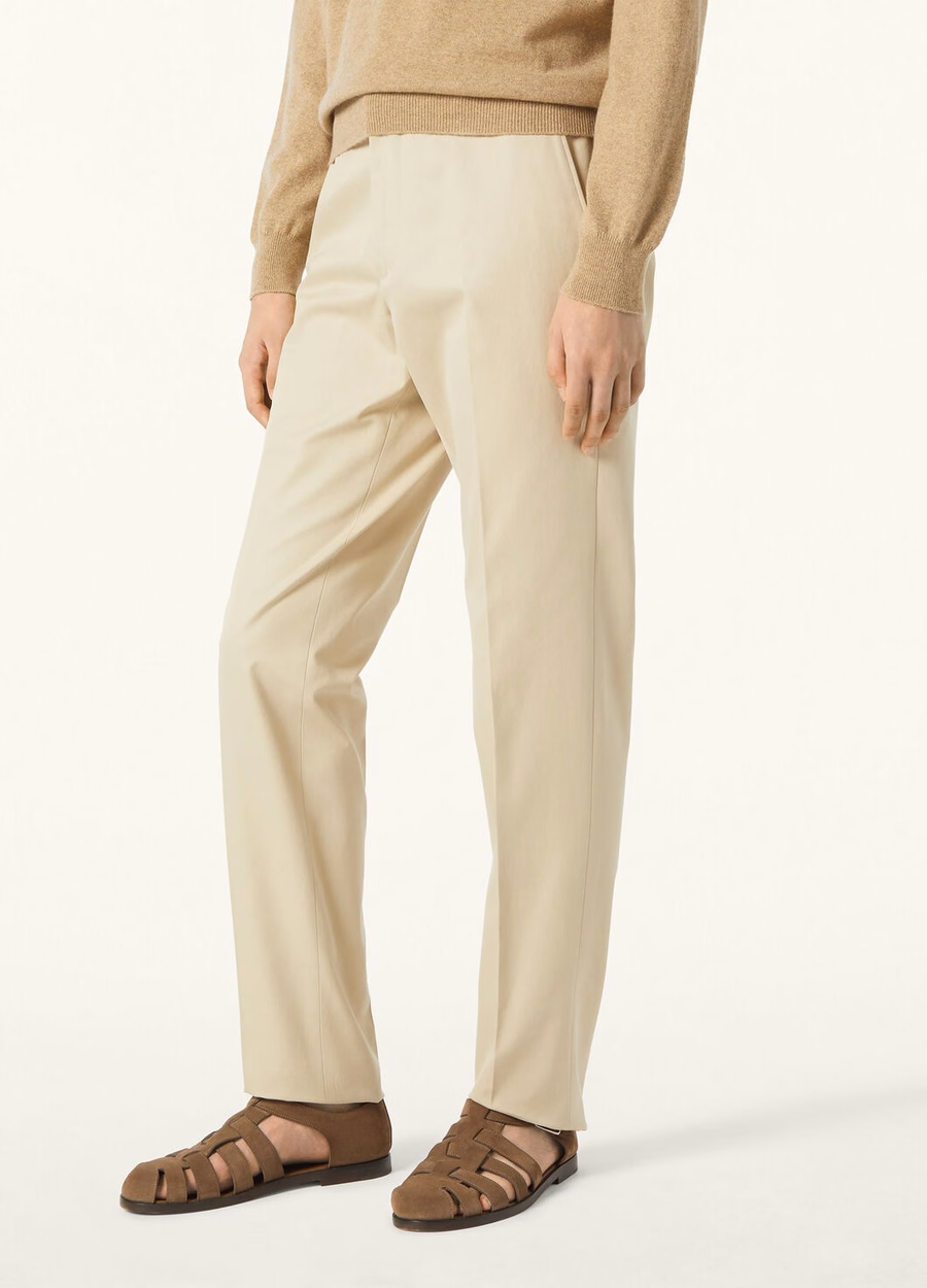 Jarno katoenen broek met reliëf, beige
