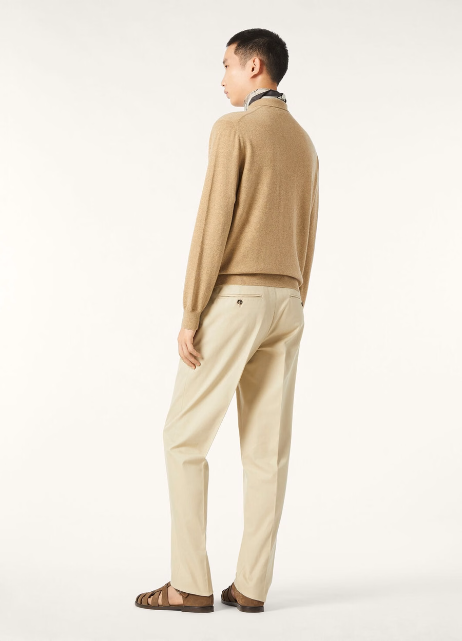 Jarno katoenen broek met reliëf, beige