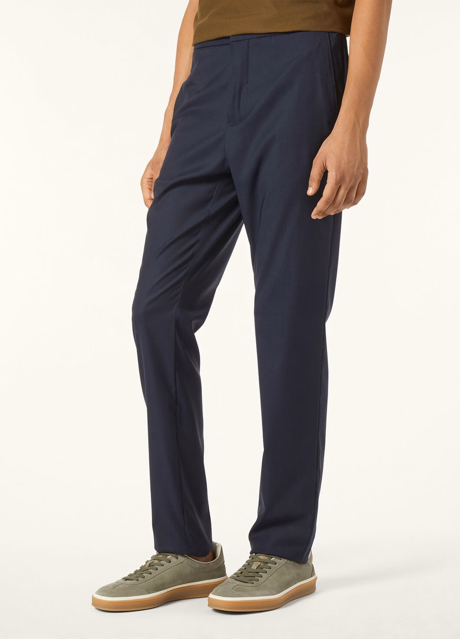 Leisure City Broek van zijde en scheerwol in marineblauw
