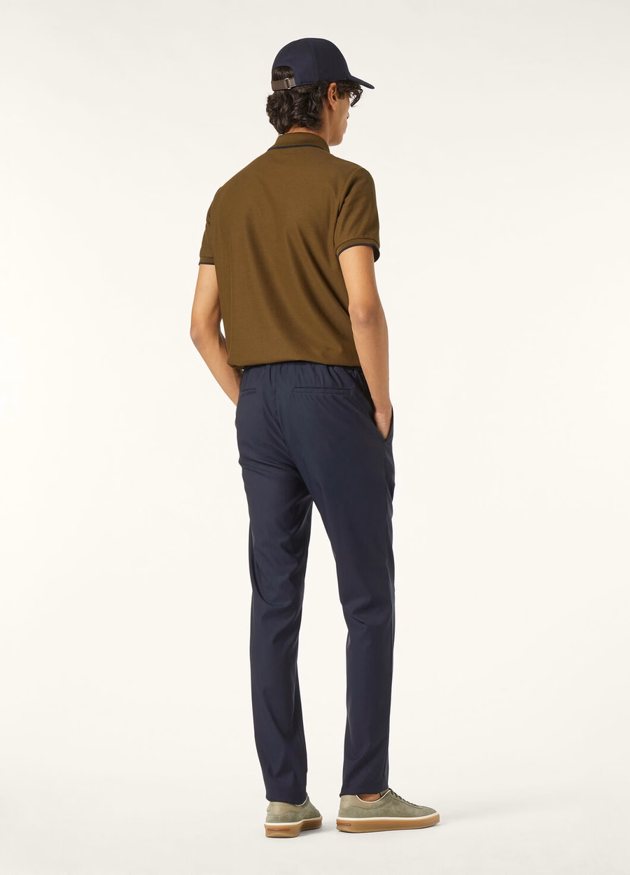 Leisure City Broek van zijde en scheerwol in marineblauw