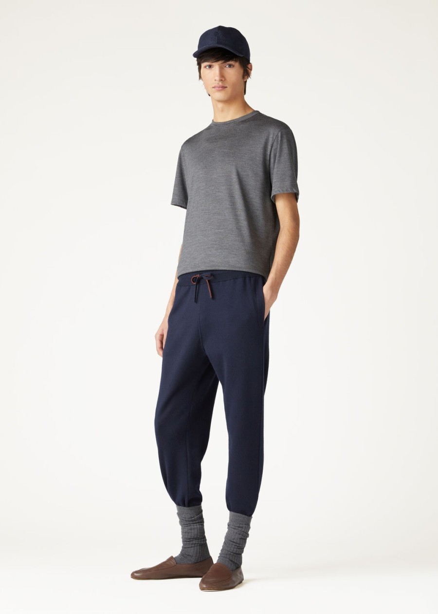 balfour broek zijde kasjmier scheerwol marineblauw