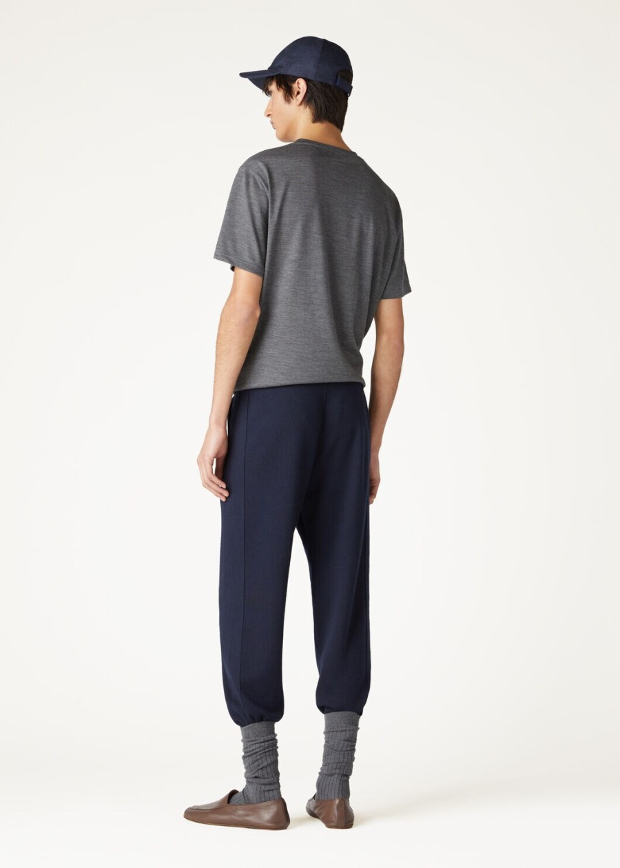 balfour broek zijde kasjmier scheerwol marineblauw