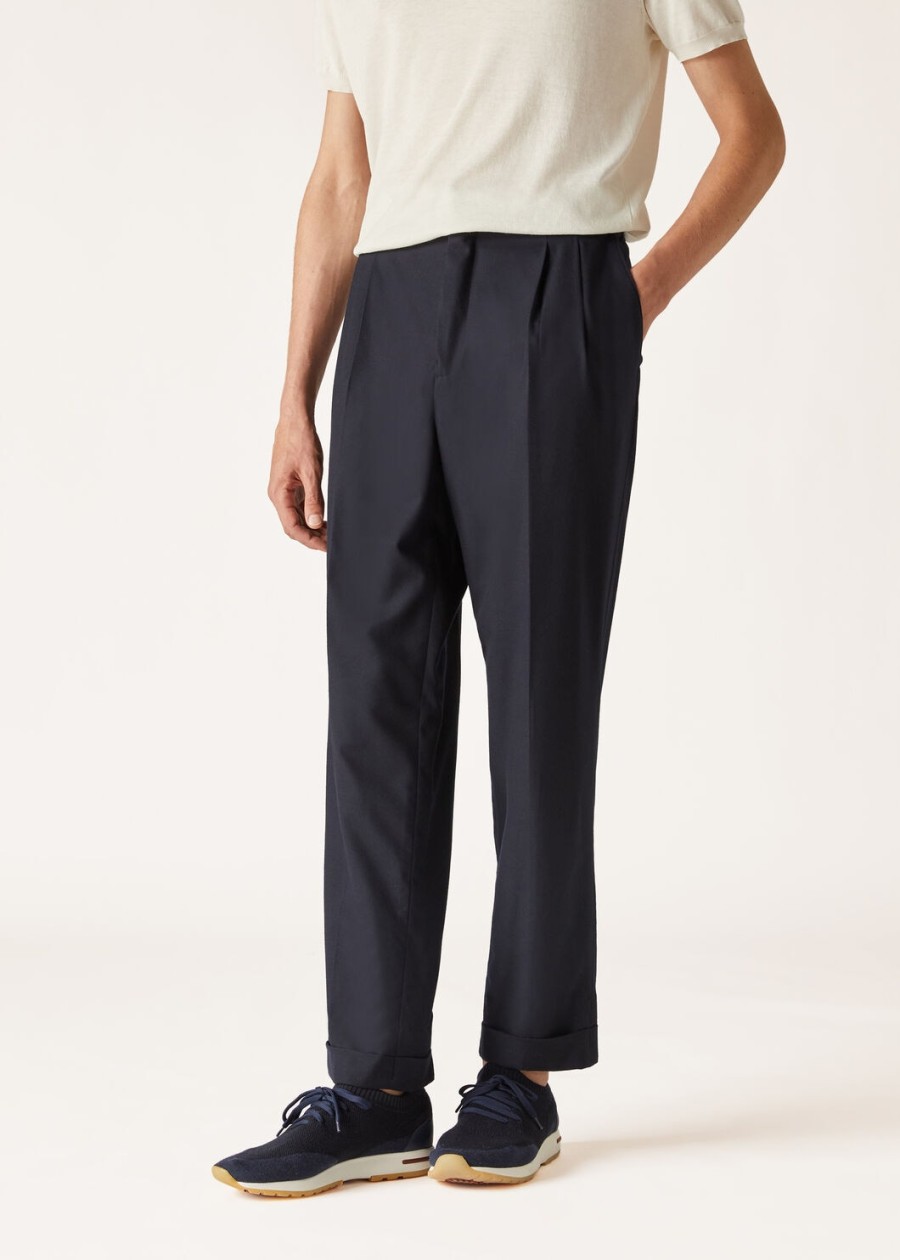 the gift of kings tailor two pince trousers navy