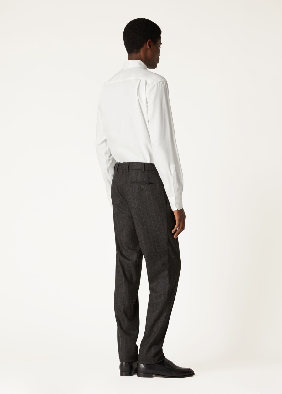 carlo cashmere broek van scheerwol met houtskoolkleurige strepen