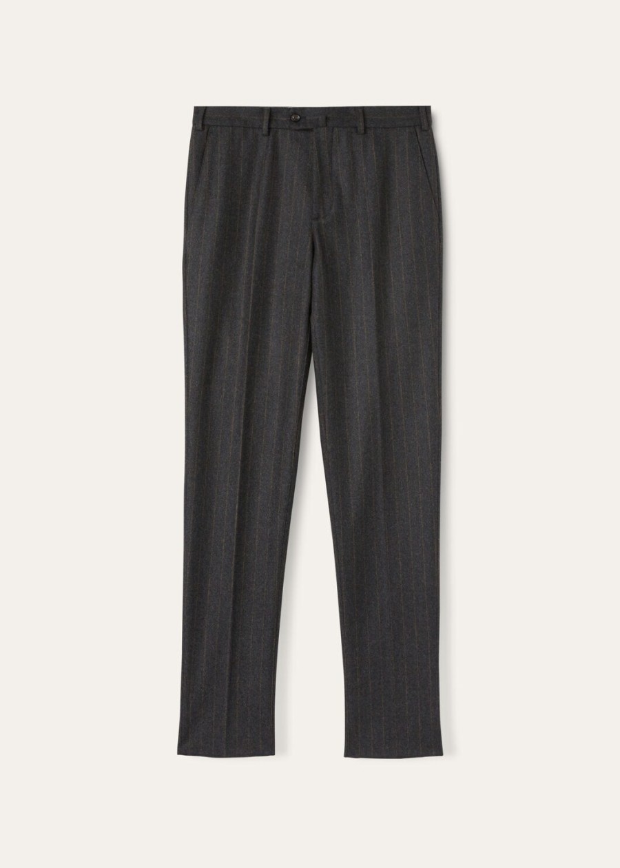 carlo cashmere broek van scheerwol met houtskoolkleurige strepen