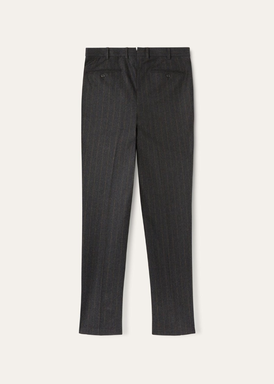 carlo cashmere broek van scheerwol met houtskoolkleurige strepen