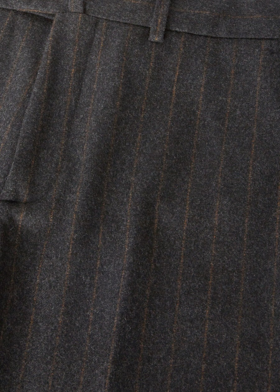 carlo cashmere broek van scheerwol met houtskoolkleurige strepen