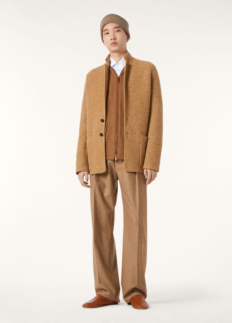 reinga cashmere virgin wool pants chimney brown melange