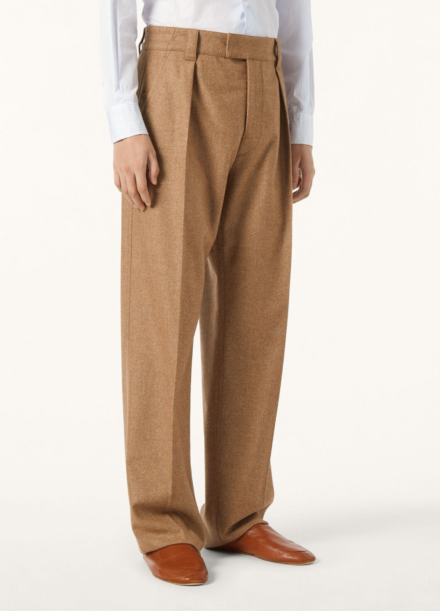 reinga cashmere virgin wool pants chimney brown melange