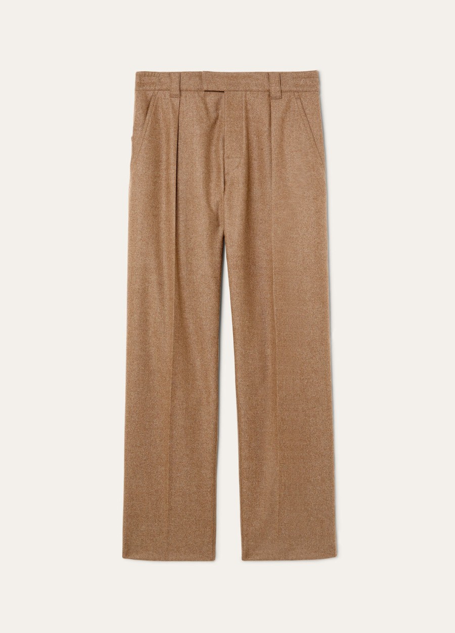 reinga cashmere virgin wool pants chimney brown melange