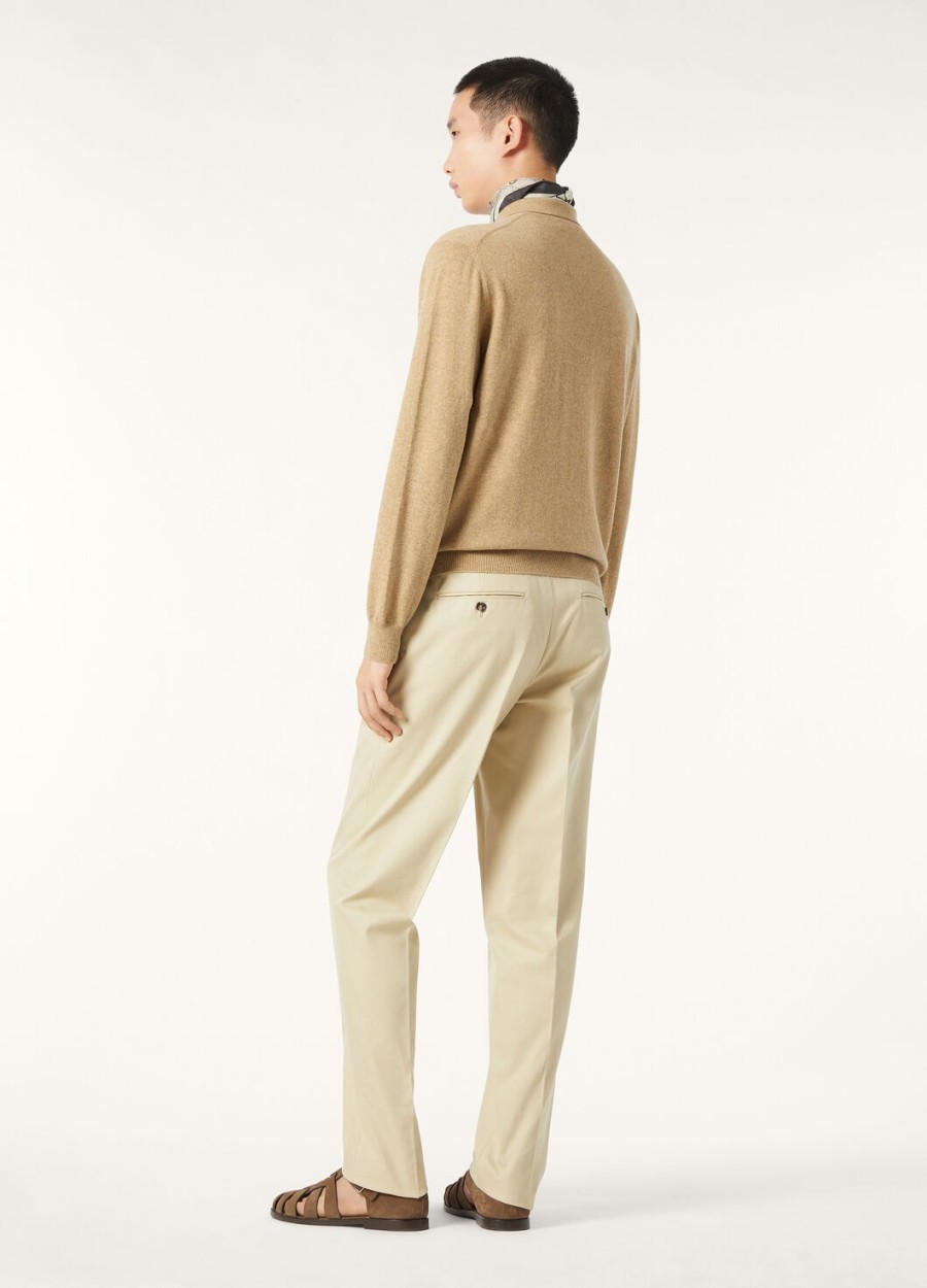 jarno katoenen broek met reliëf beige