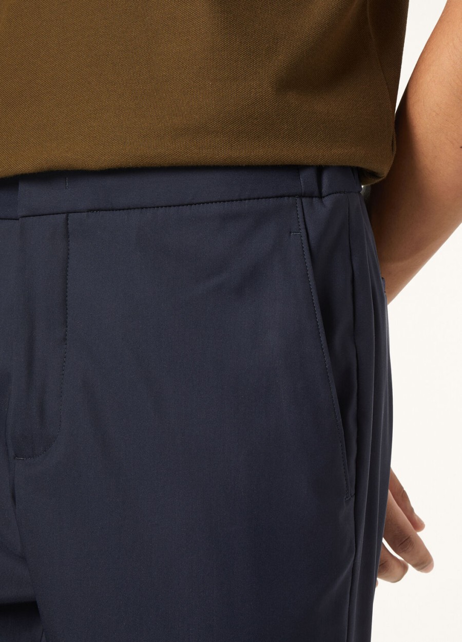 leisure city broek van zijde en scheerwol in marineblauw