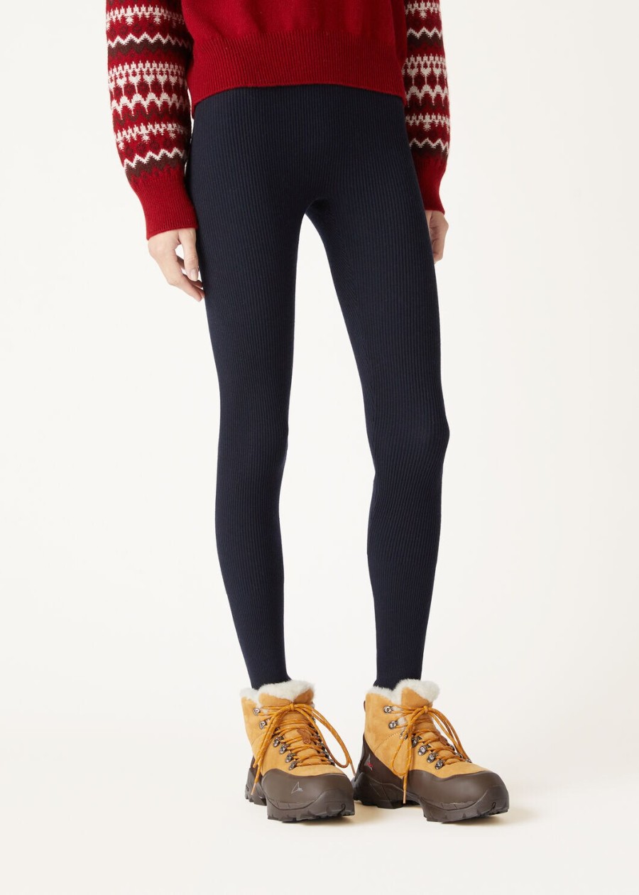 dreamwool leggings van zuivere scheerwol marineblauw