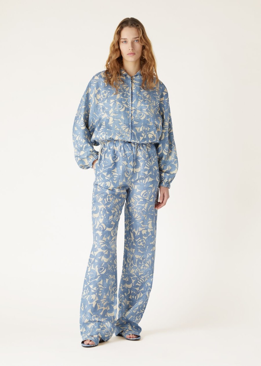 helios broek in beau bluecreamed honey