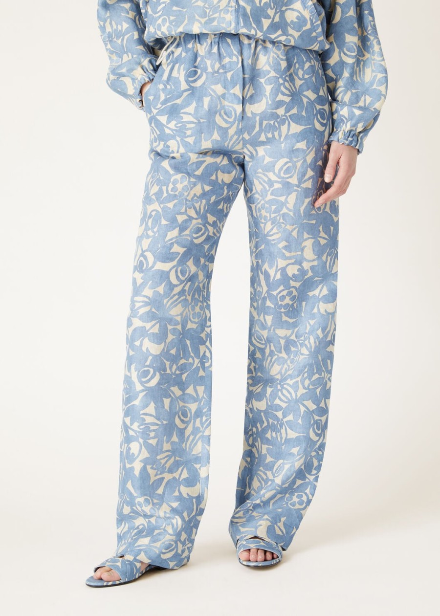 helios broek in beau bluecreamed honey