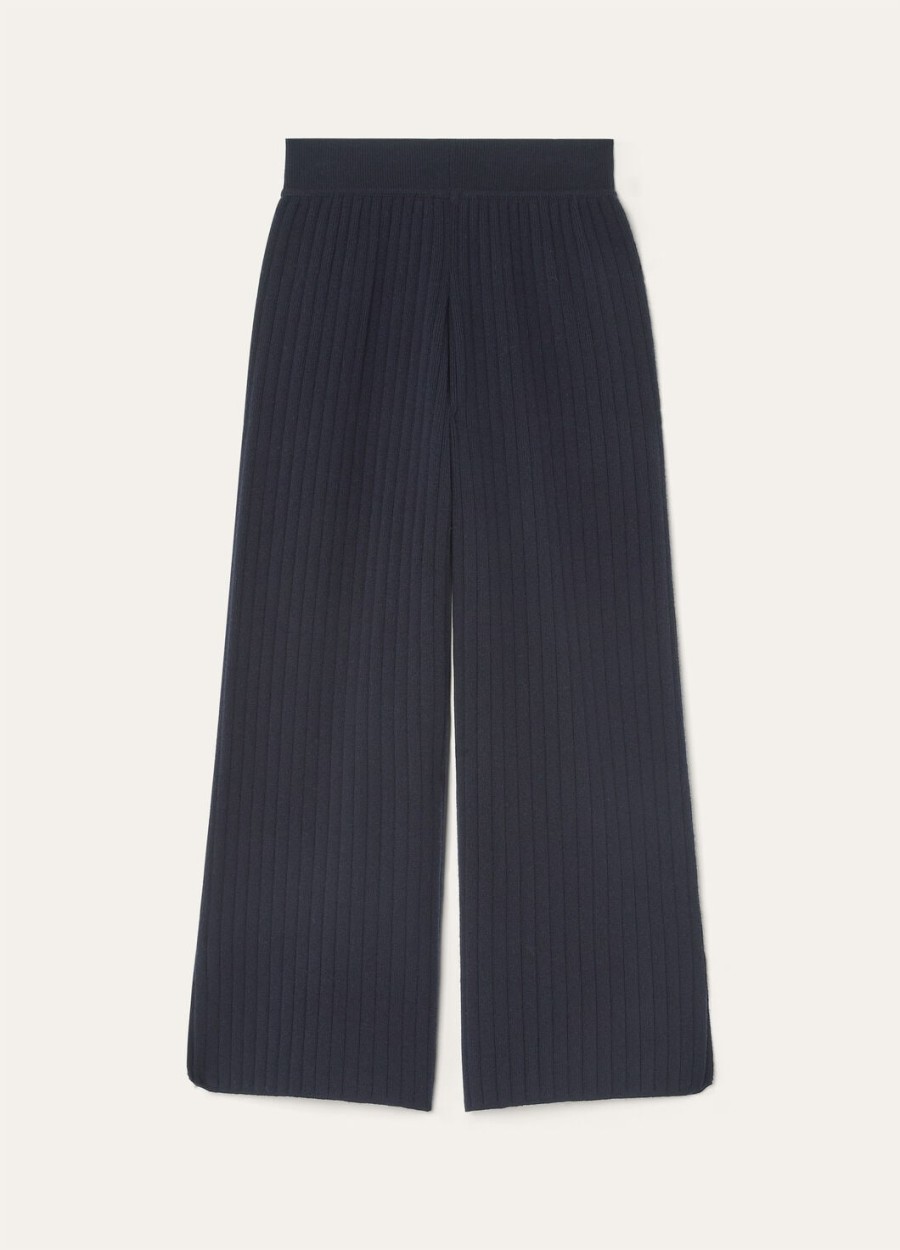 baby cashmere coste broek marineblauw