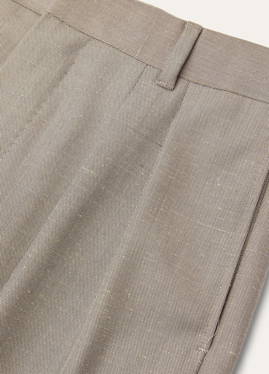 cuddy zijden broek van zuivere scheerwol in anijskleur