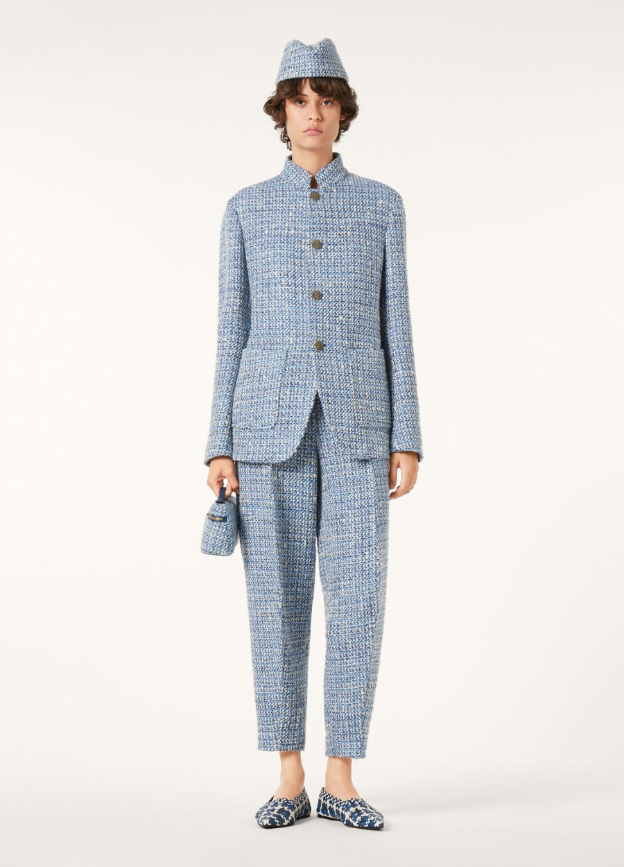 dan pants in silk virgin wool wive blue