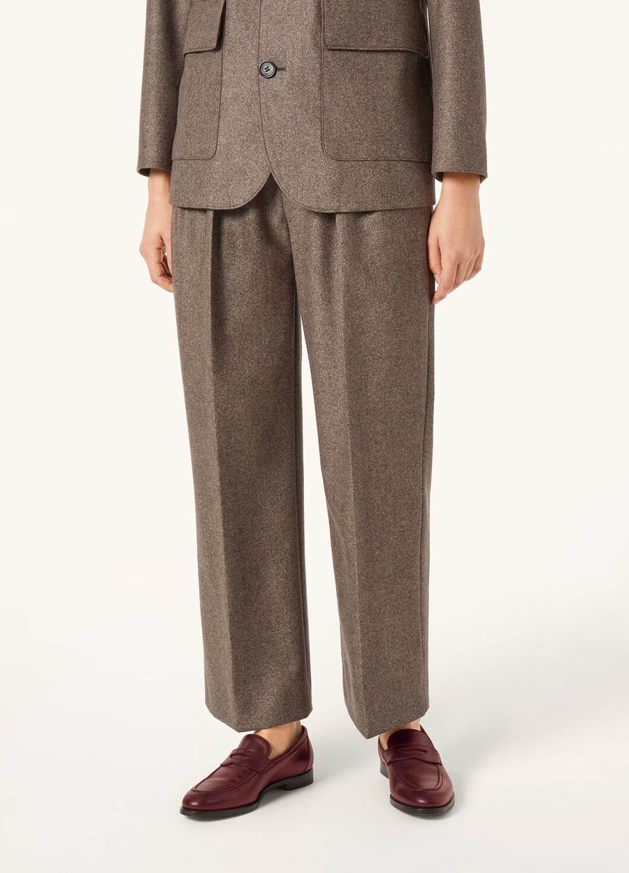 Yurik Cashmere Scheerwollen Broek Donker Granit Melange