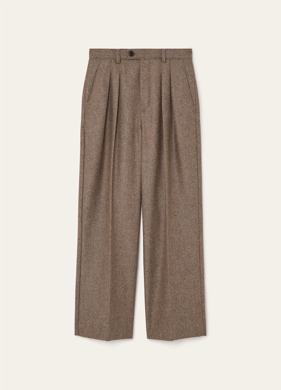 Yurik Cashmere Scheerwollen Broek Donker Granit Melange