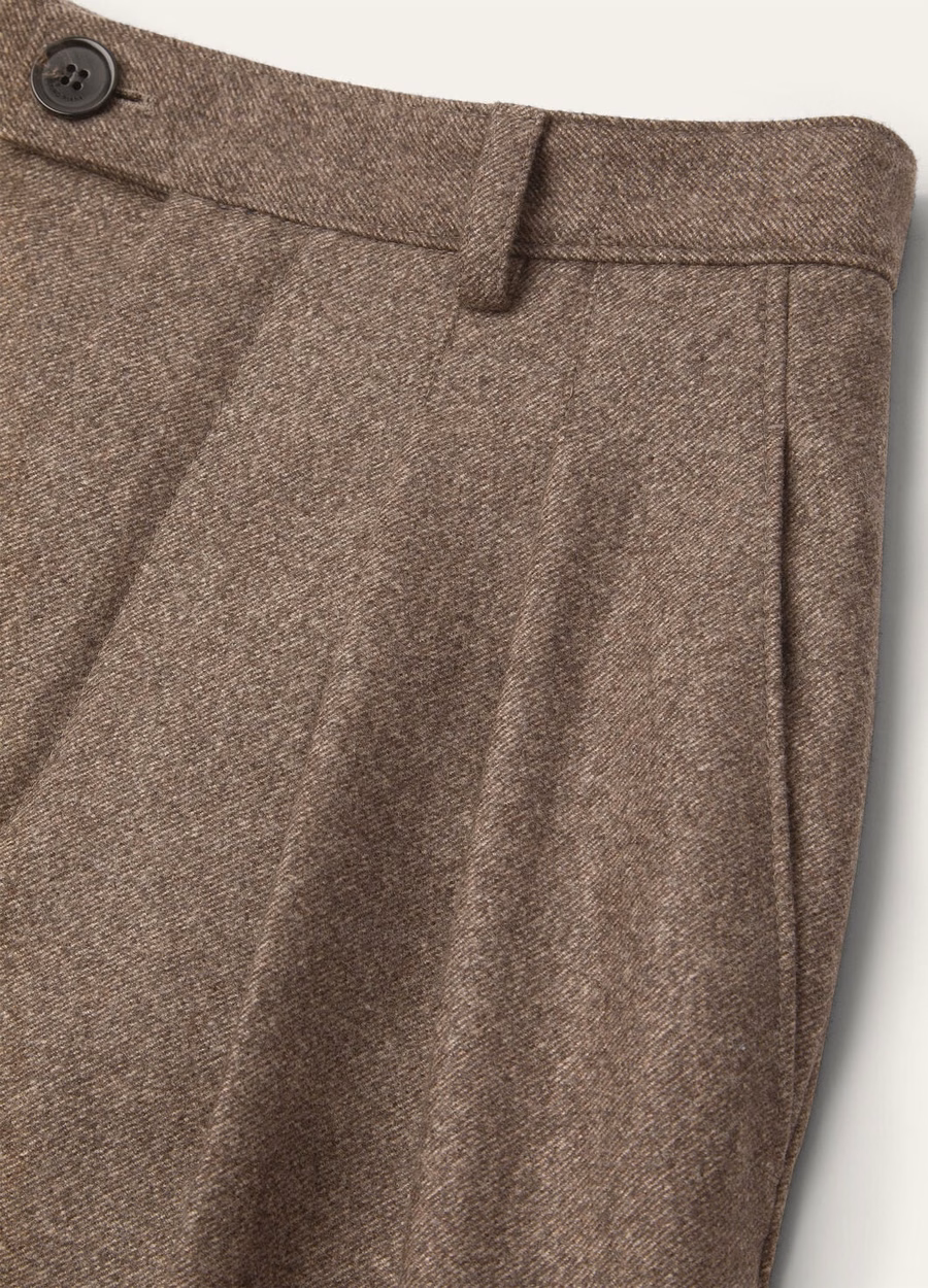 Yurik Cashmere Scheerwollen Broek Donker Granit Melange