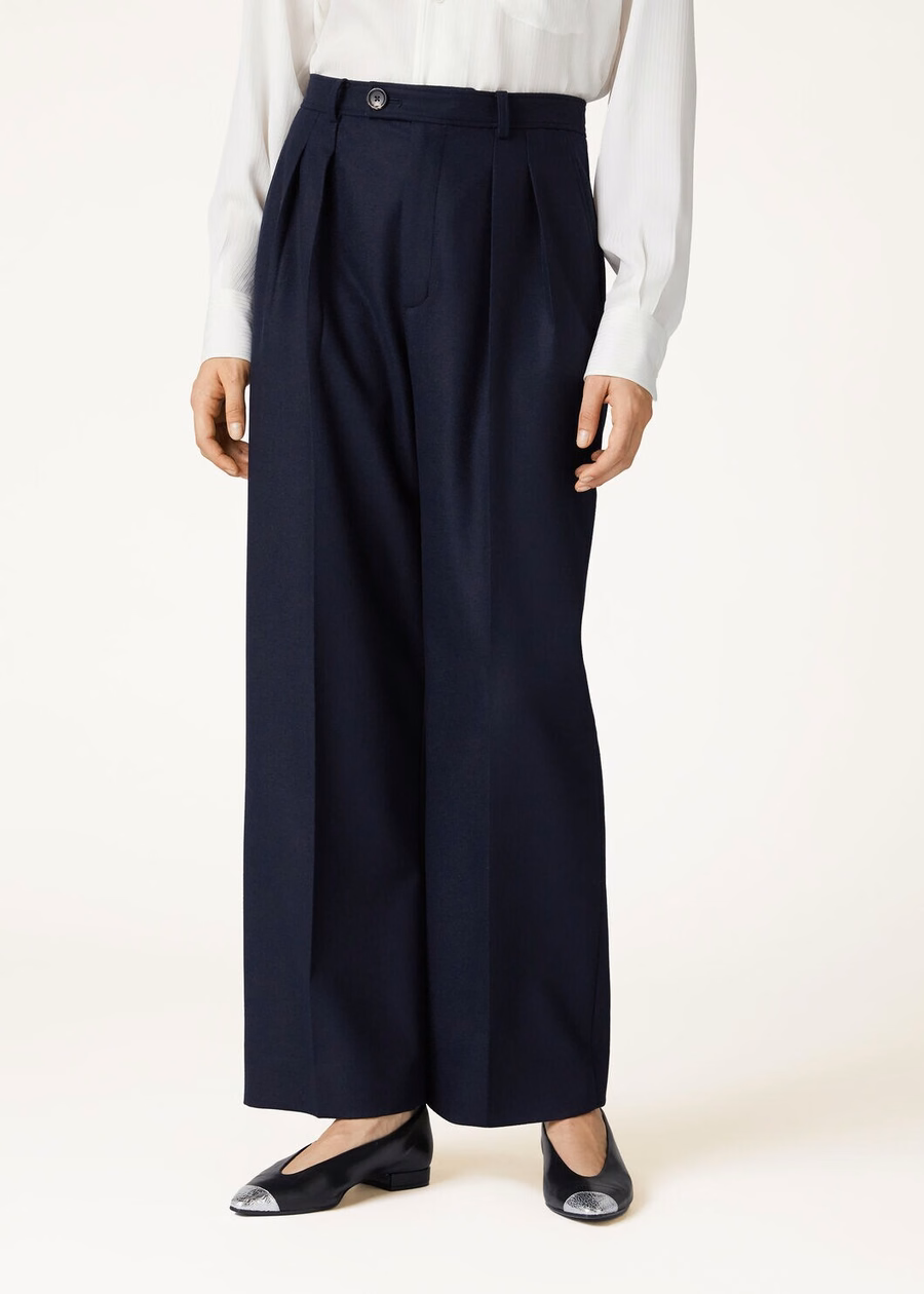 Yurik Broek Kasjmier Scheerwol Chinees Blauw