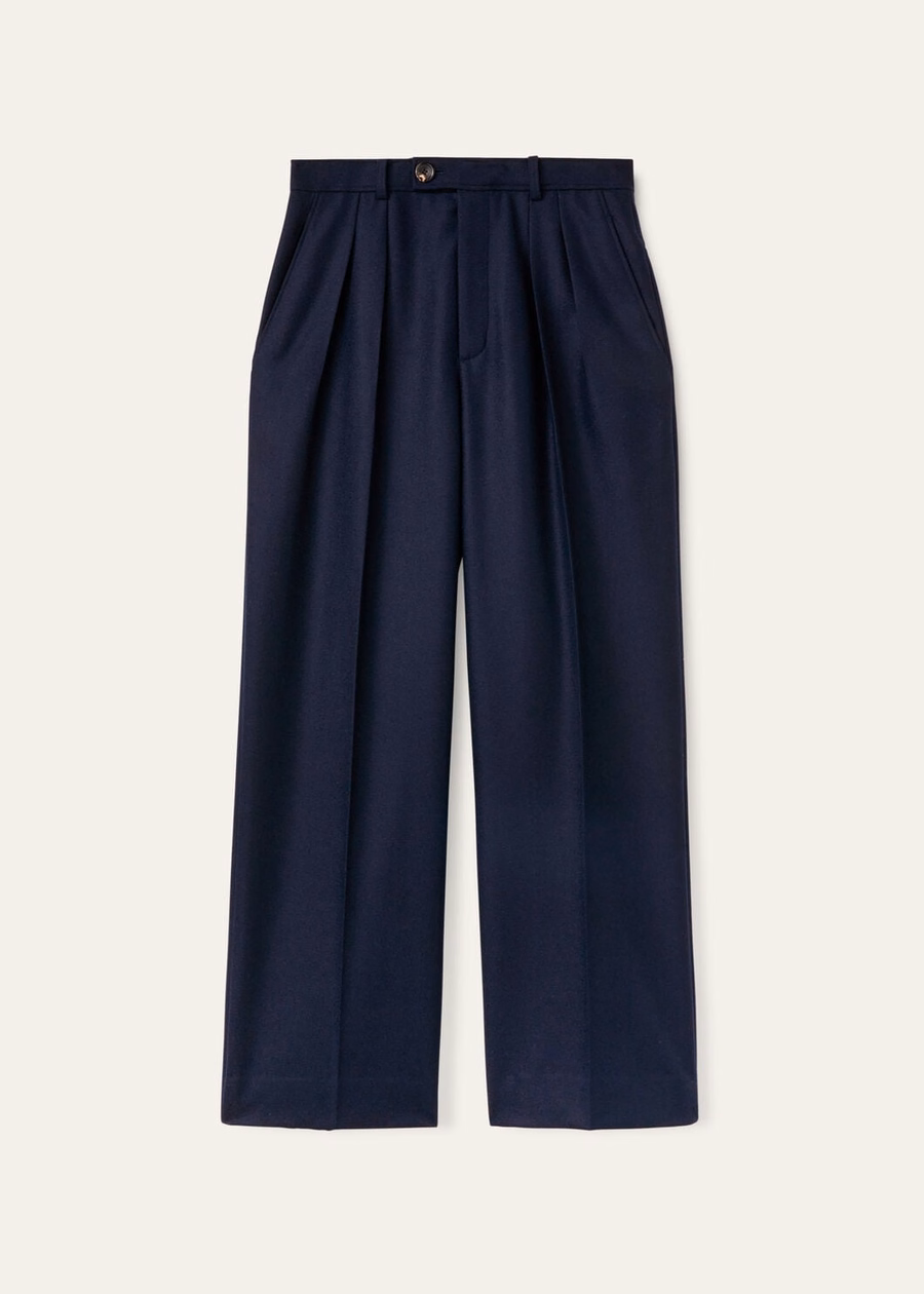 Yurik Broek Kasjmier Scheerwol Chinees Blauw