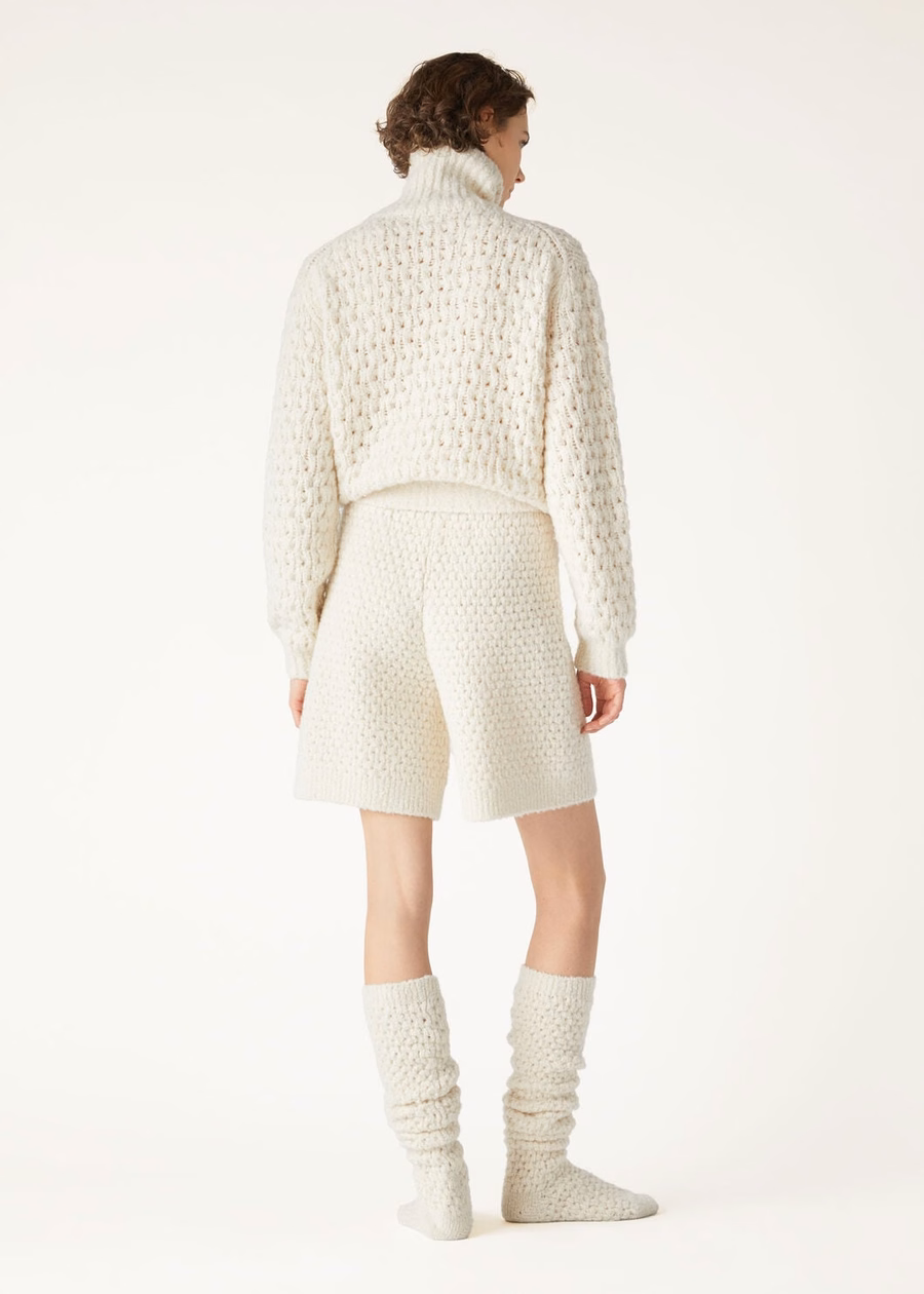 Coconerende kasjmier shorts, witte sneeuw